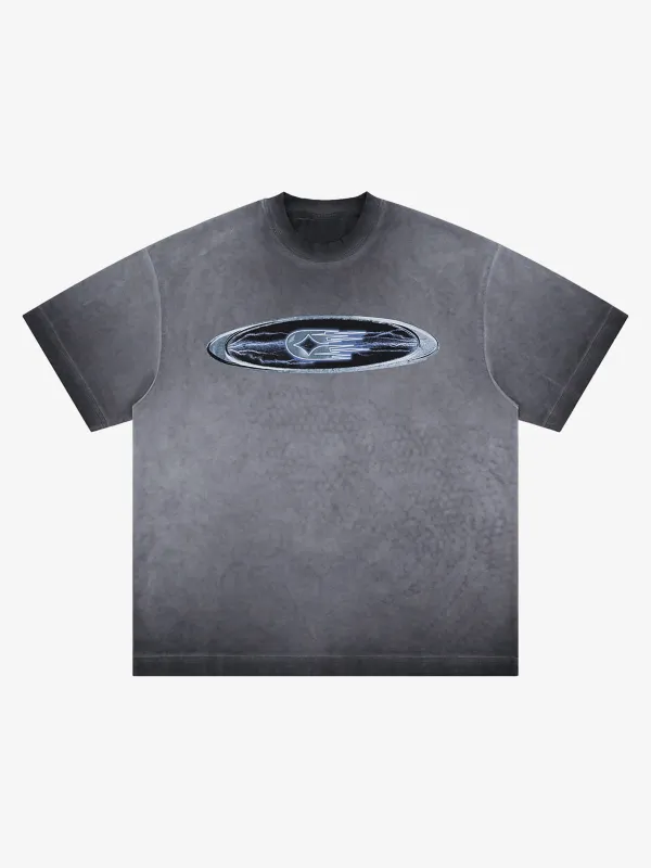 Washed Spray Color Graphic Round Neck T-shirt sold by Thesupermade
