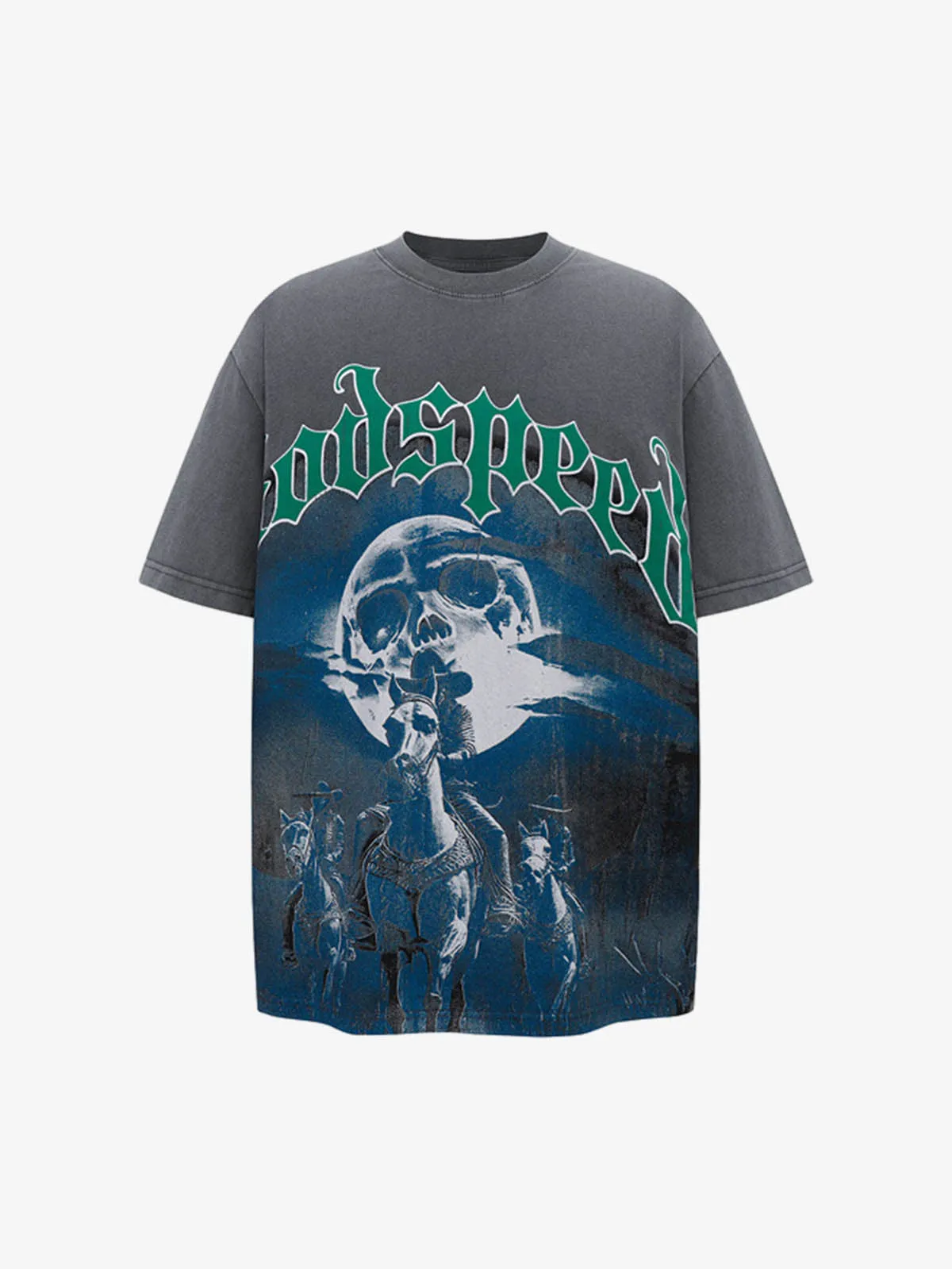 Old Washed Dark Western Cowboy Print T-Shirt sold by Thesupermade product image thumbnail 2