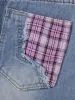 Street Ripped Plaid Bow Jeans sold by Thesupermade