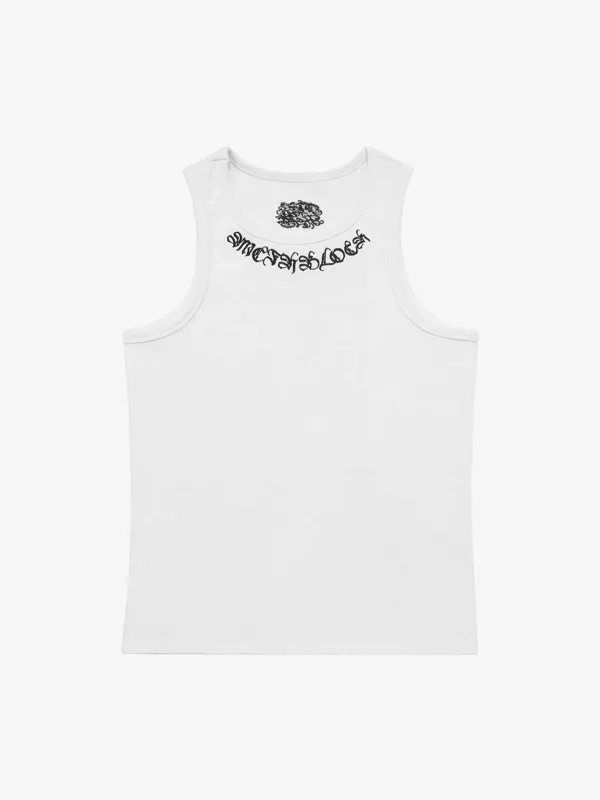 Gothic Lettering Embroidered Ribbed Vest - 2522 sold by Thesupermade