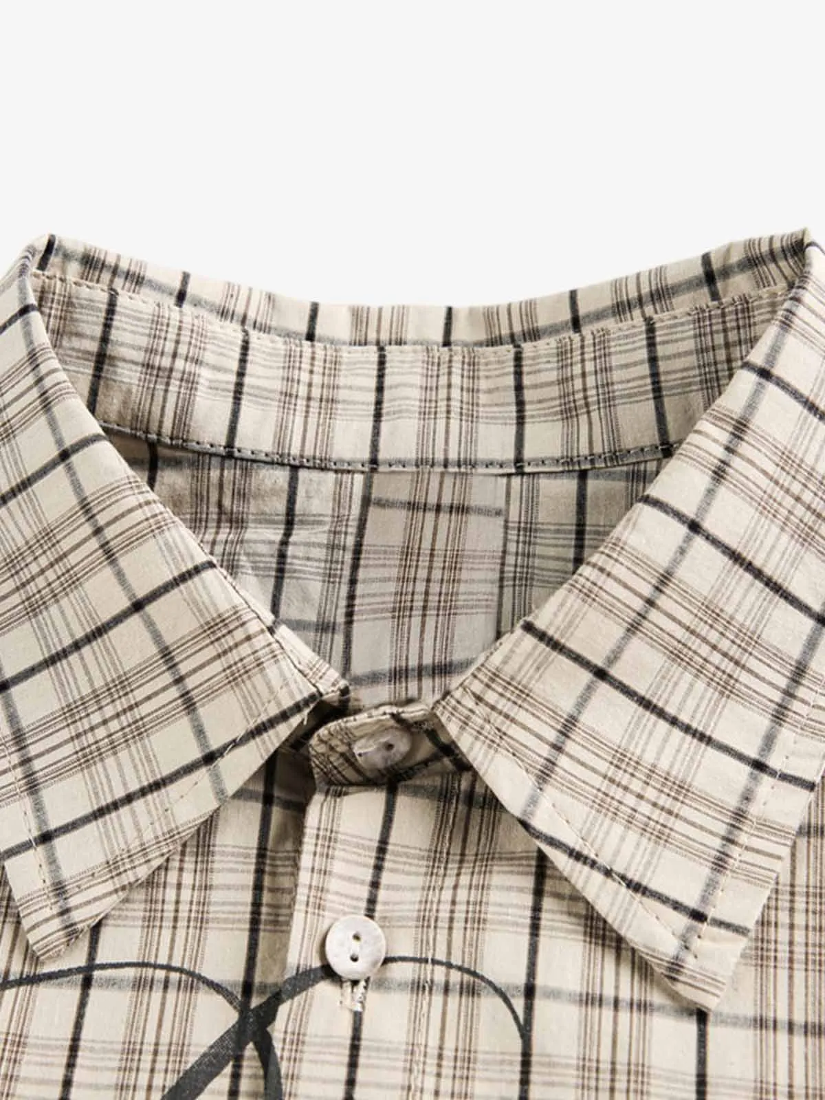 Street Print Lettering Plaid Long-Sleeve Shirt sold by Thesupermade product image thumbnail 5