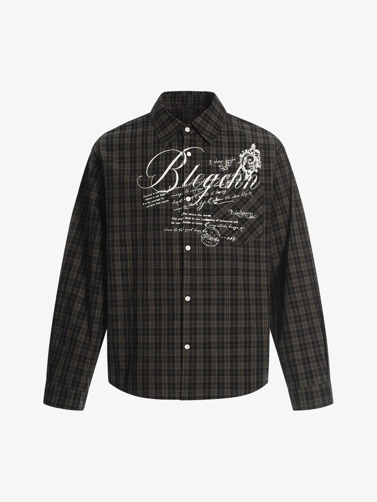 Street Print Lettering Plaid Long-Sleeve Shirt sold by Thesupermade product image thumbnail 2