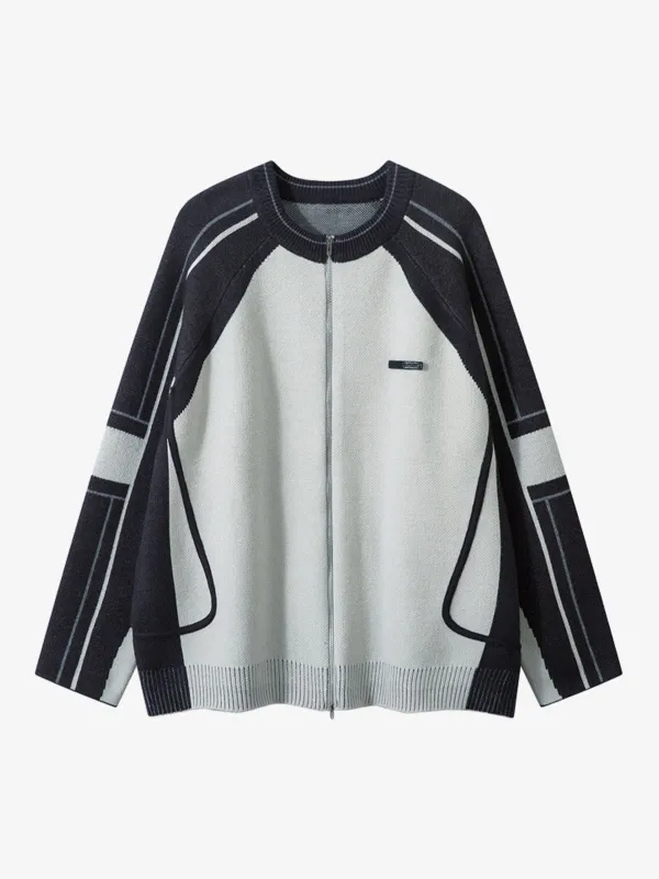 High Street Geometric Deconstruction Splicing Cardigan Sweater sold by Thesupermade