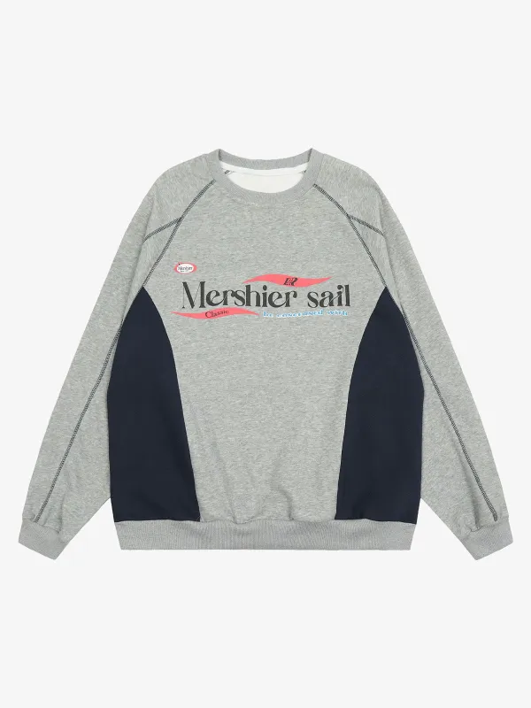 Vintage Campus Stitching Contrast Color Sweatshirt sold by Thesupermade