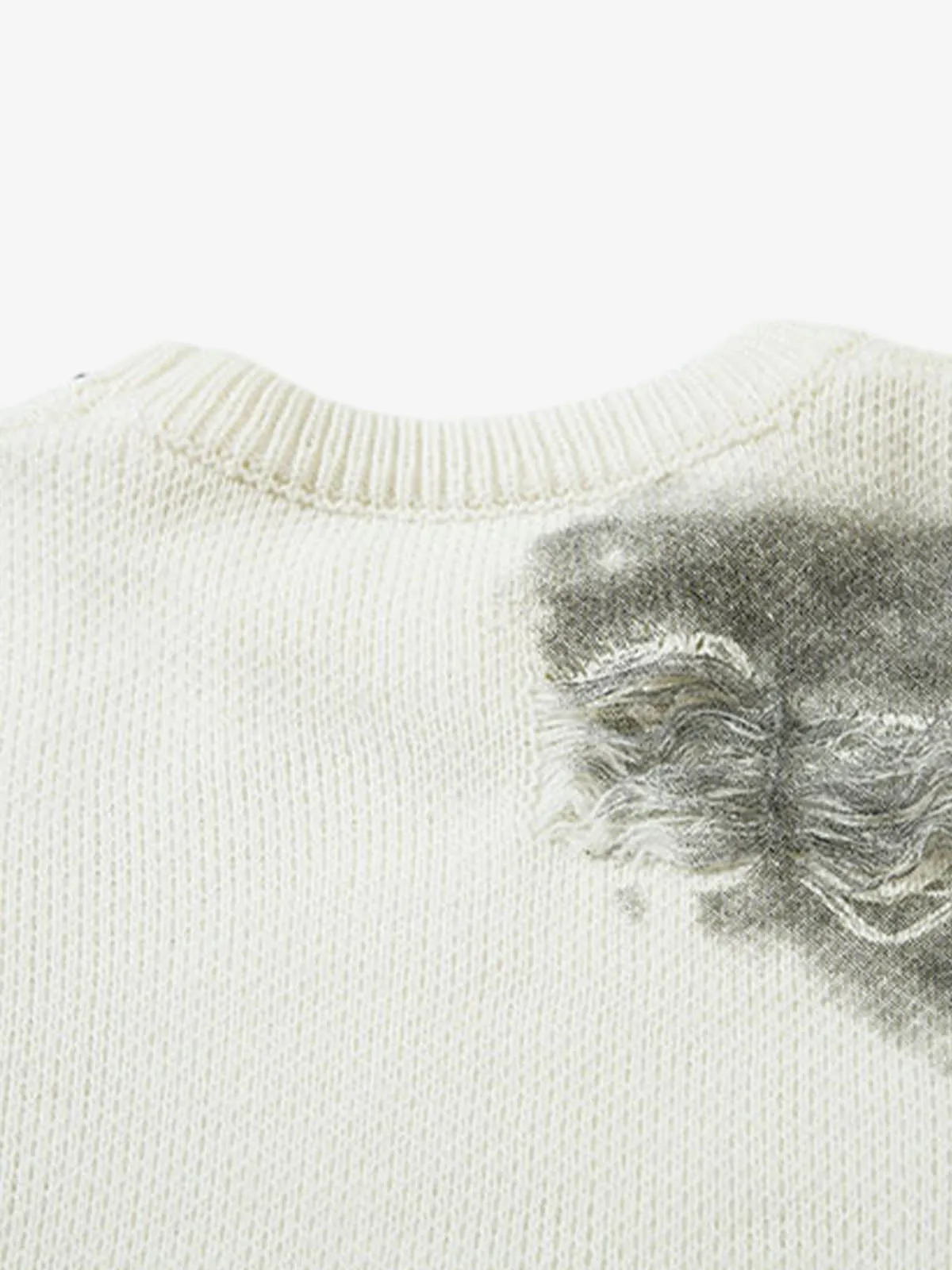 Chain Jacquard Spray-Painted Hole Round Neck Sweater sold by Thesupermade product image thumbnail 5