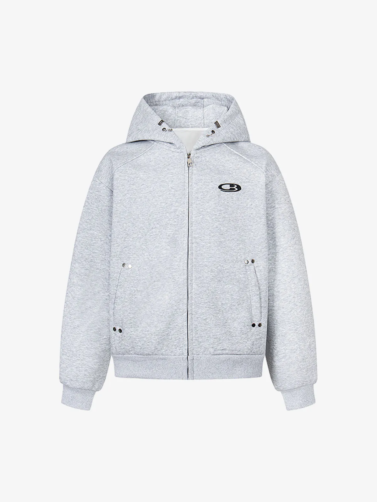 Concealed Button Metal Design Silhouette Cardigan Hooded Sweatshirt sold by Thesupermade