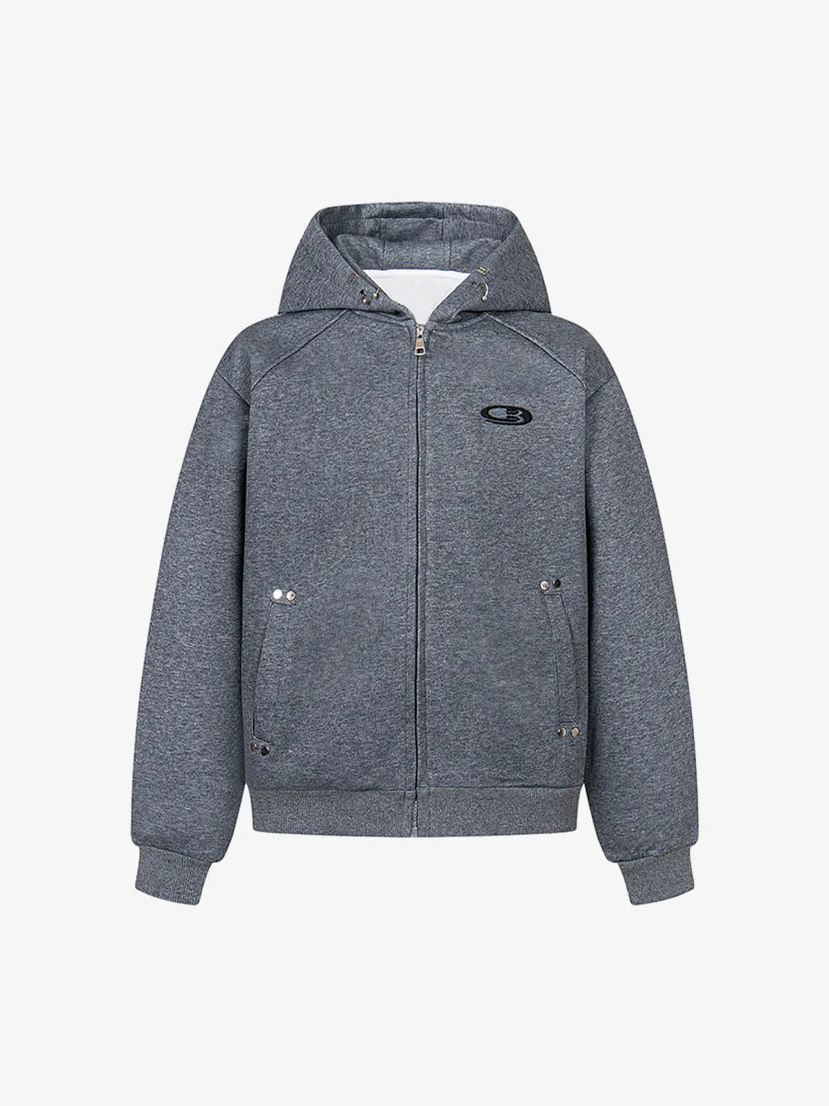 Concealed Button Metal Design Silhouette Cardigan Hooded Sweatshirt sold by Thesupermade product image thumbnail 2