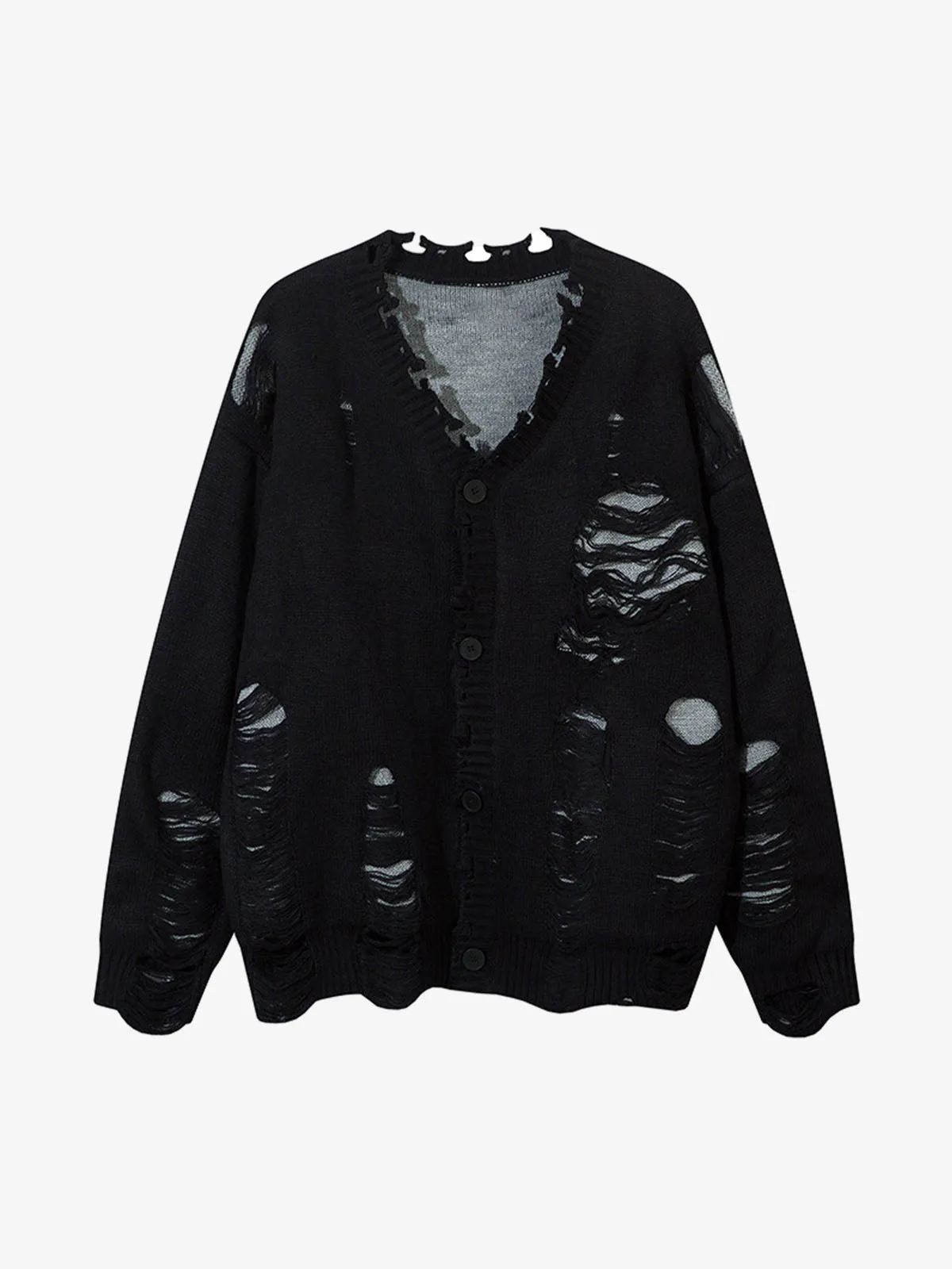 Irregular Neck Hole Hollow Knit Raw Edge Sweater sold by Thesupermade product image thumbnail 2