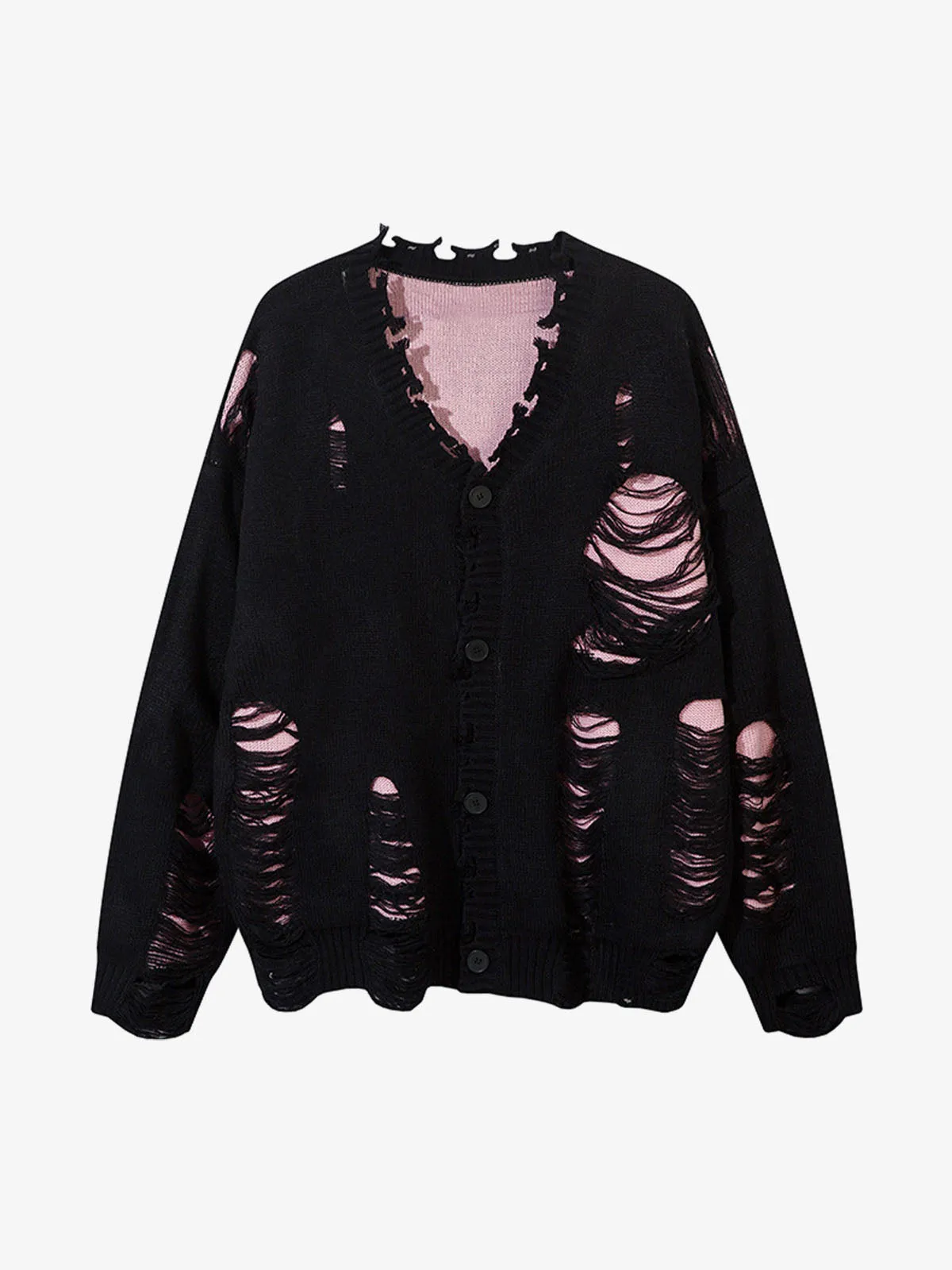 Irregular Neck Hole Hollow Knit Raw Edge Sweater sold by Thesupermade