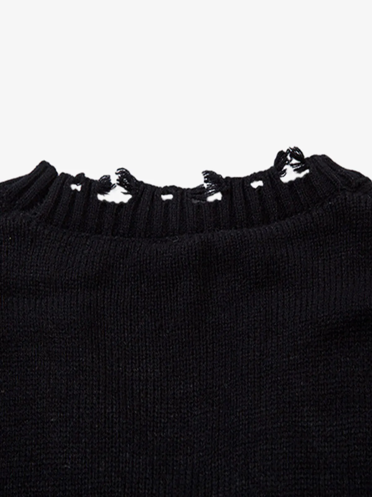 Irregular Neck Hole Hollow Knit Raw Edge Sweater sold by Thesupermade product image thumbnail 4