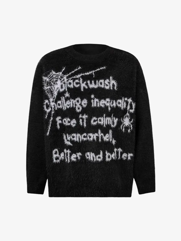 Retro Letter Jacquard Mink Sweater sold by Thesupermade