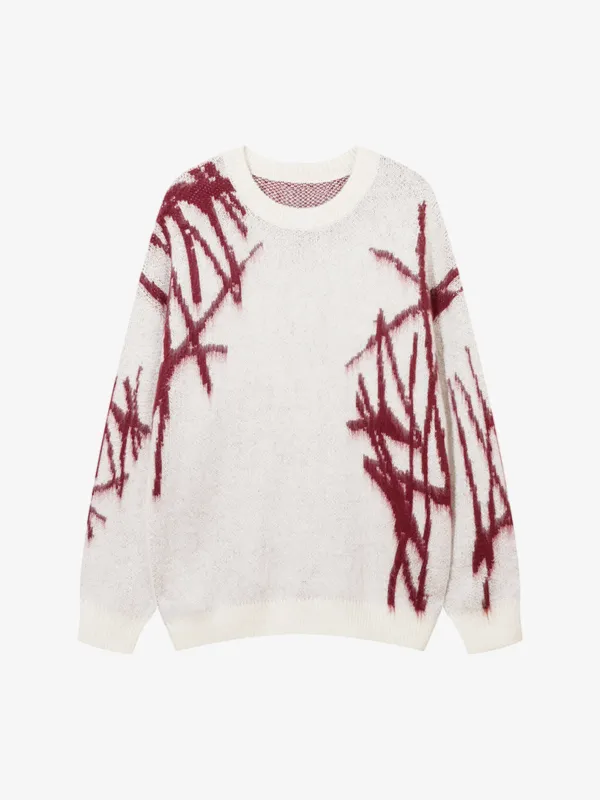 Jacquard Graffiti Round Neck Sweater sold by Thesupermade