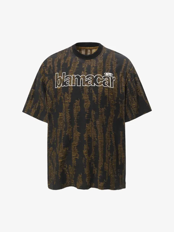 Distressed Letter Embroidered Short-sleeved T-shirt sold by Thesupermade