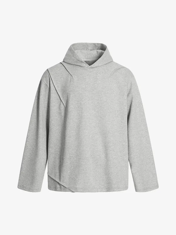 Pleated Asymmetric Hooded Sweatshirt sold by Thesupermade
