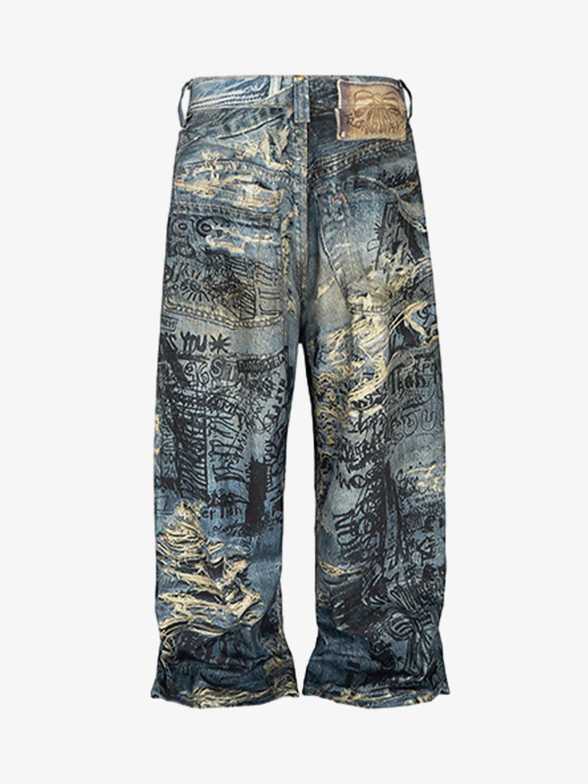 Ripped Holes Torn Optical Printed Jeans sold by Thesupermade product image thumbnail 2