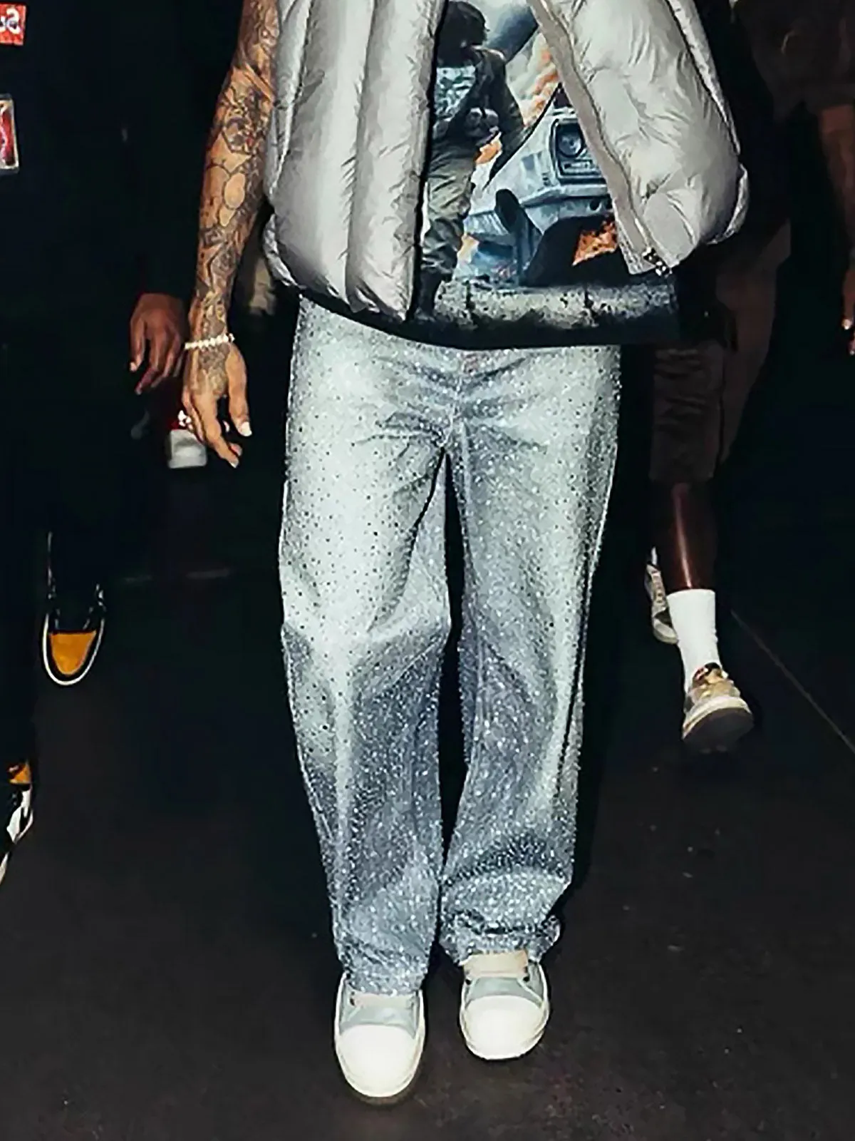 Denim Distressed Belt Diamond Decorated Jeans sold by Thesupermade product image thumbnail 4