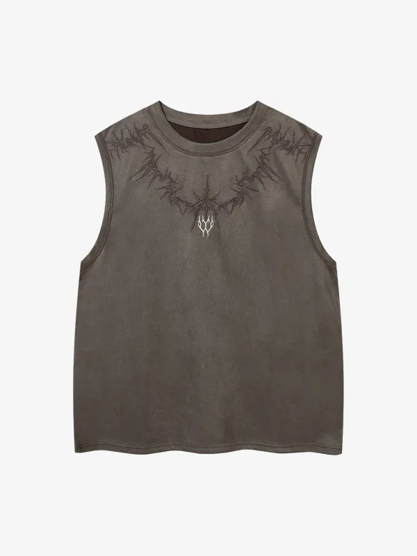 Suede Thorn Embroidered Vest sold by Thesupermade