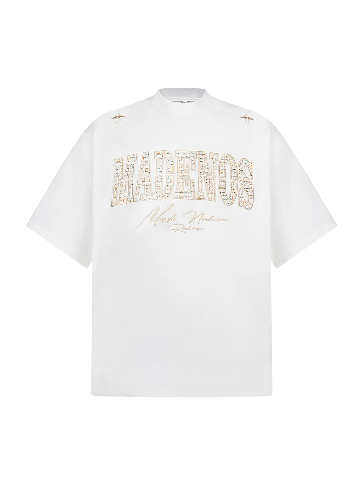 Vintage Patchwork Embroidered Letter T-Shirt sold by Thesupermade product image thumbnail 2