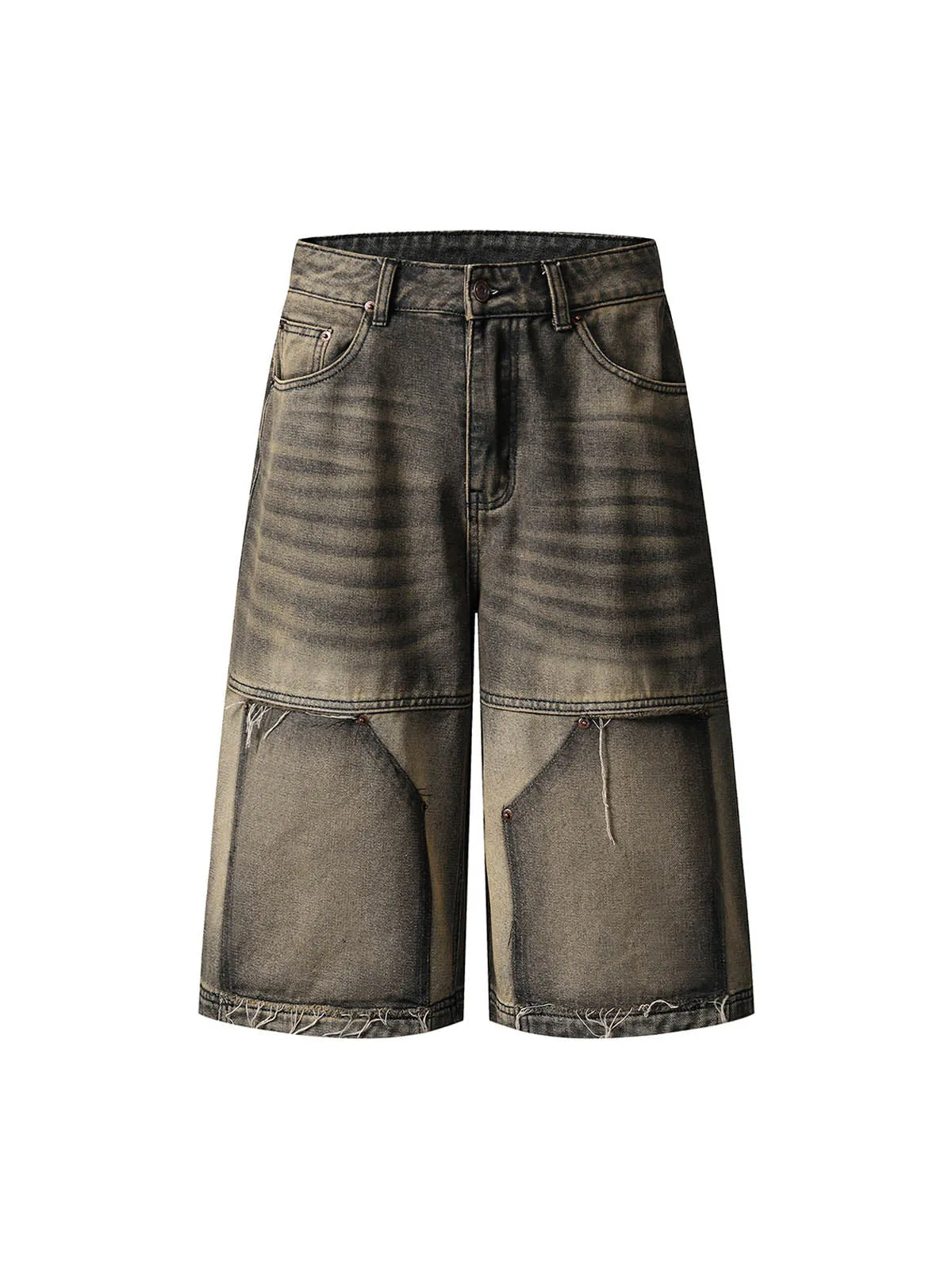 Vintage Patchwork Raw Edge Cropped Jort sold by Thesupermade