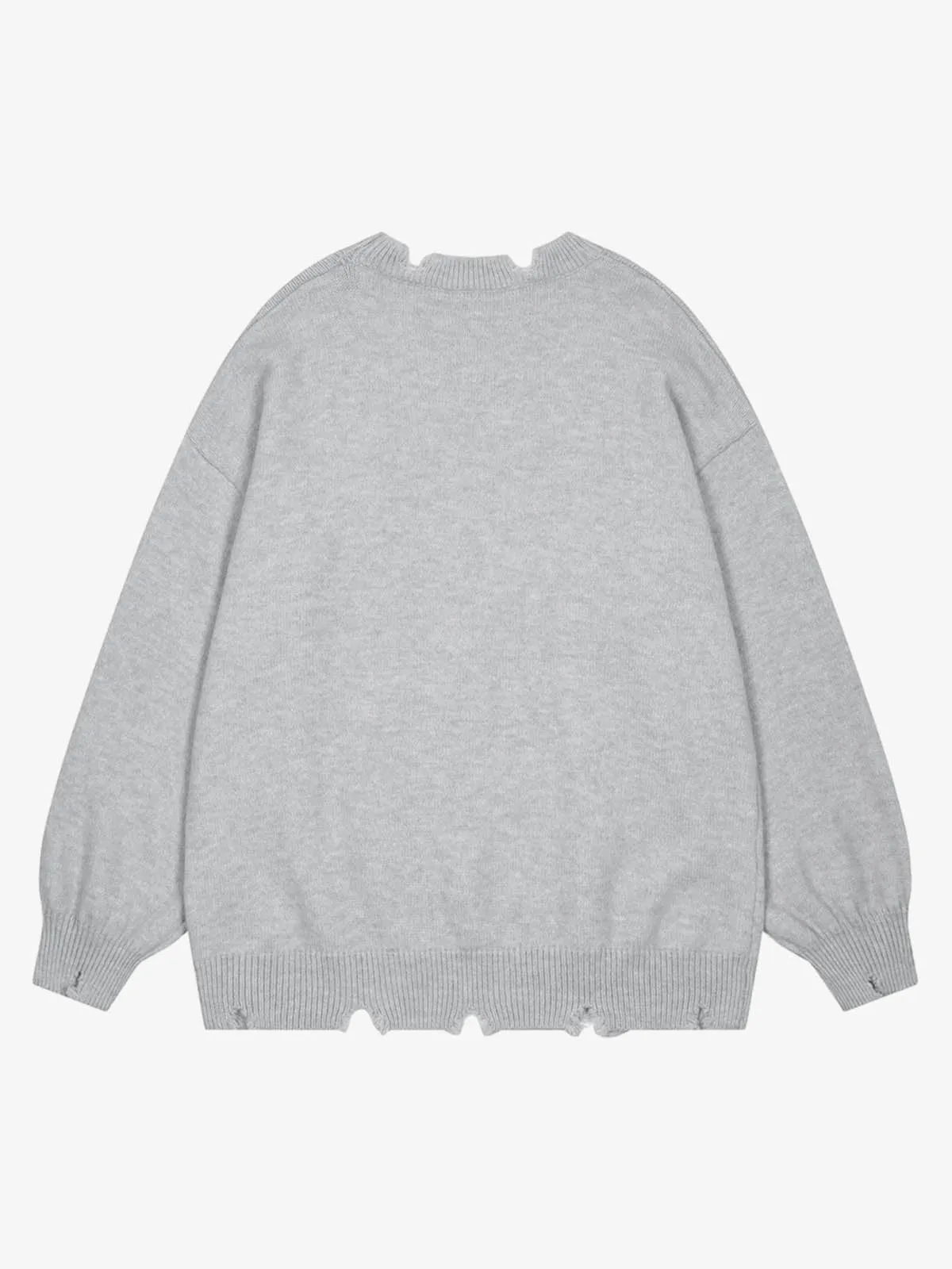 Letter Print Ripped Crew Neck Sweater sold by Thesupermade product image thumbnail 4