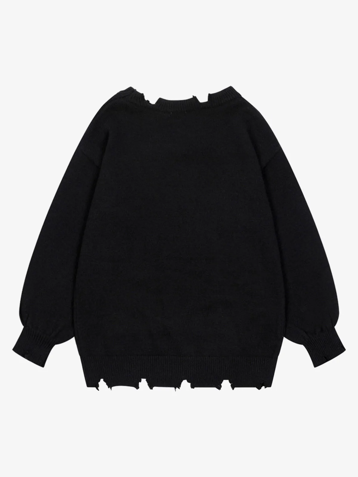 Letter Print Ripped Crew Neck Sweater sold by Thesupermade product image thumbnail 3