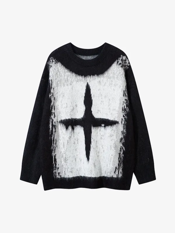 High Street Contrast Color Cross Sweater sold by Thesupermade