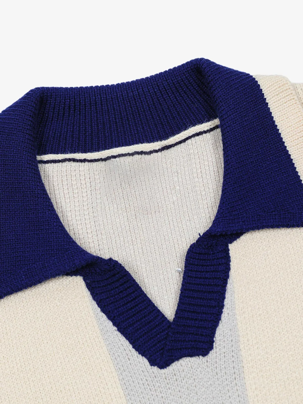 Vertical Striped Colorblock Lapel Sweater sold by Thesupermade product image thumbnail 5