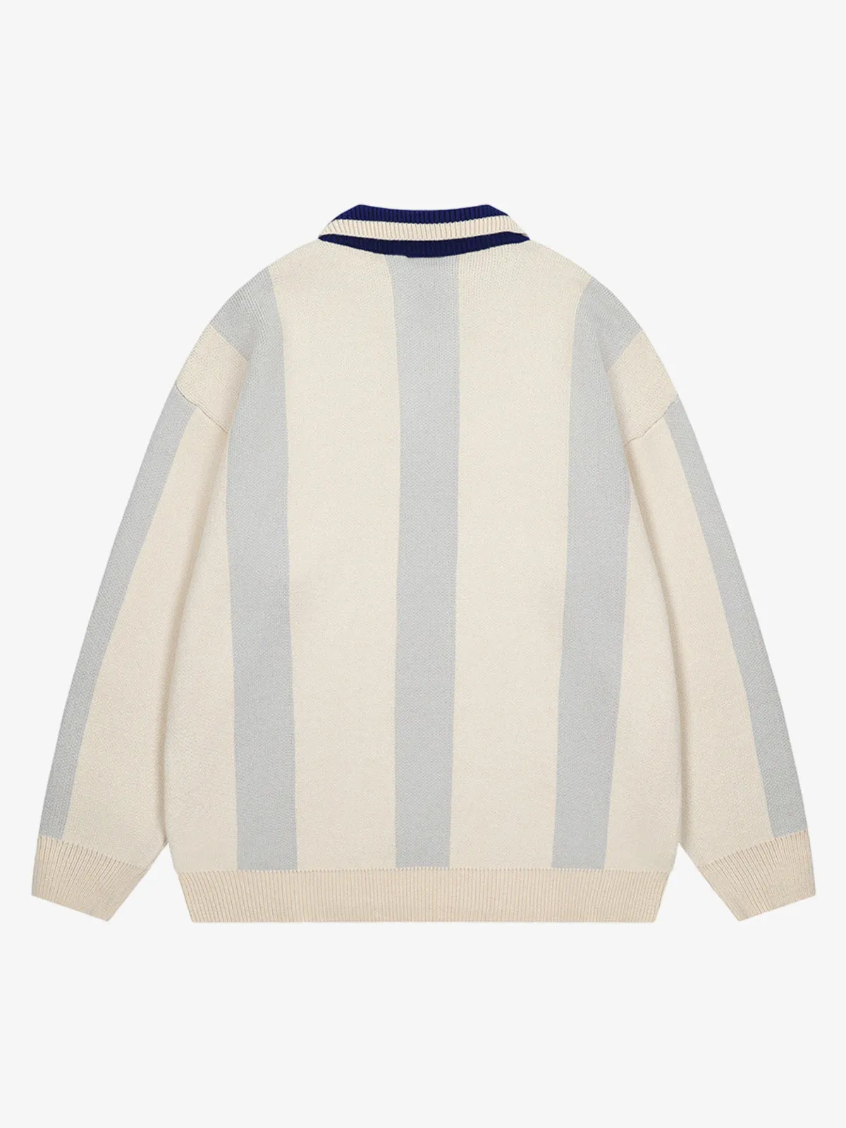 Vertical Striped Colorblock Lapel Sweater sold by Thesupermade product image thumbnail 3
