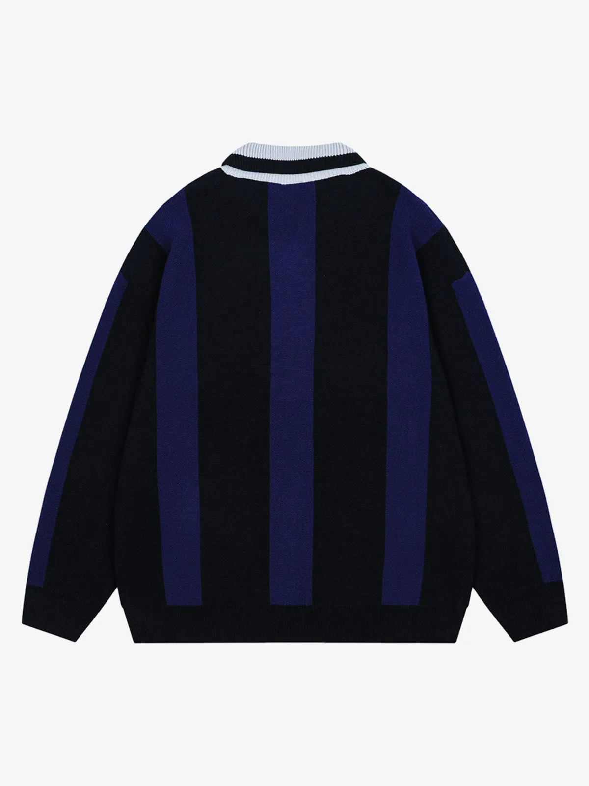 Vertical Striped Colorblock Lapel Sweater sold by Thesupermade product image thumbnail 4