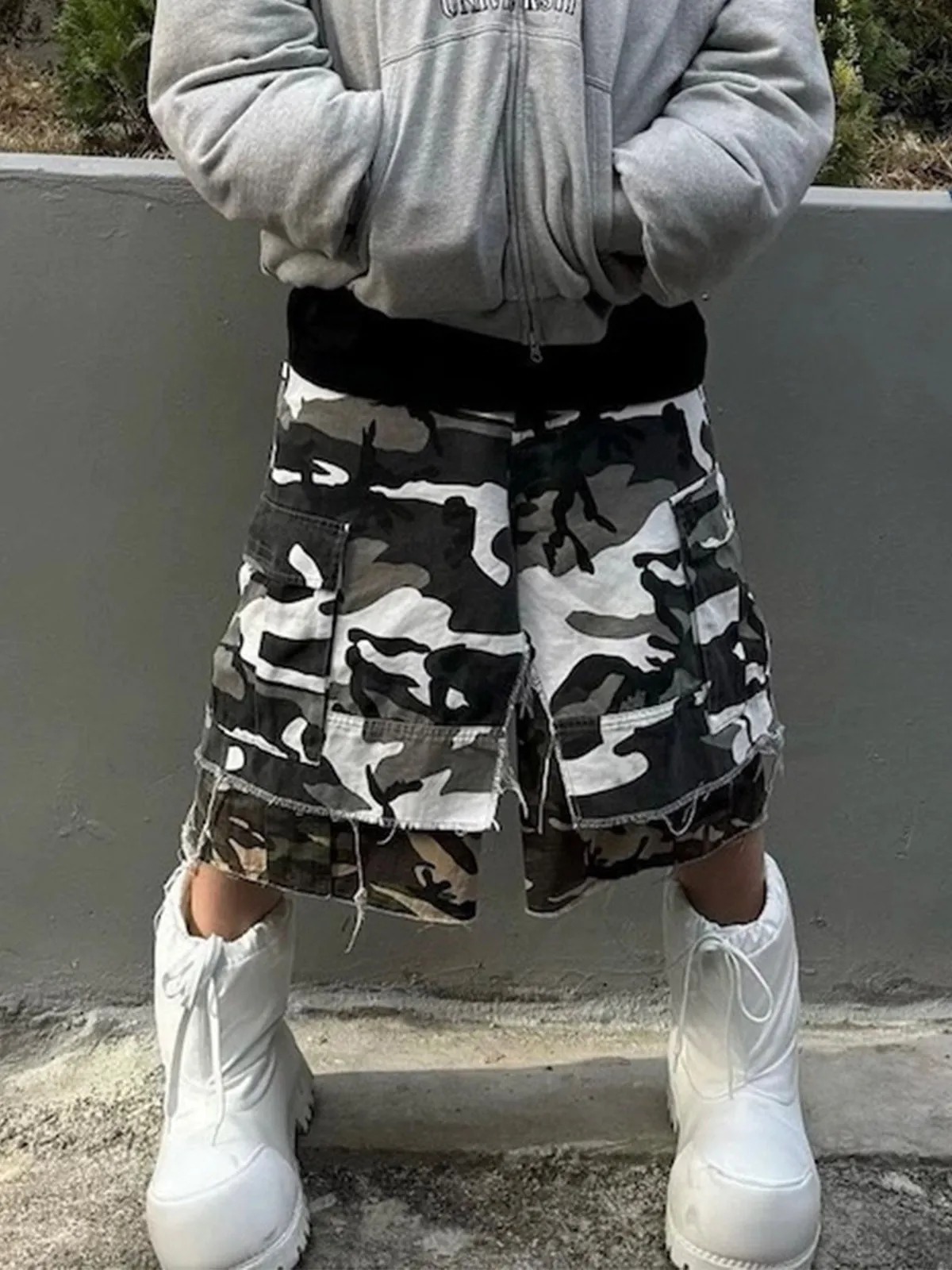 Retro Faux Two-Piece Whisker Camouflage Jorts - 2386 sold by Thesupermade product image thumbnail 4