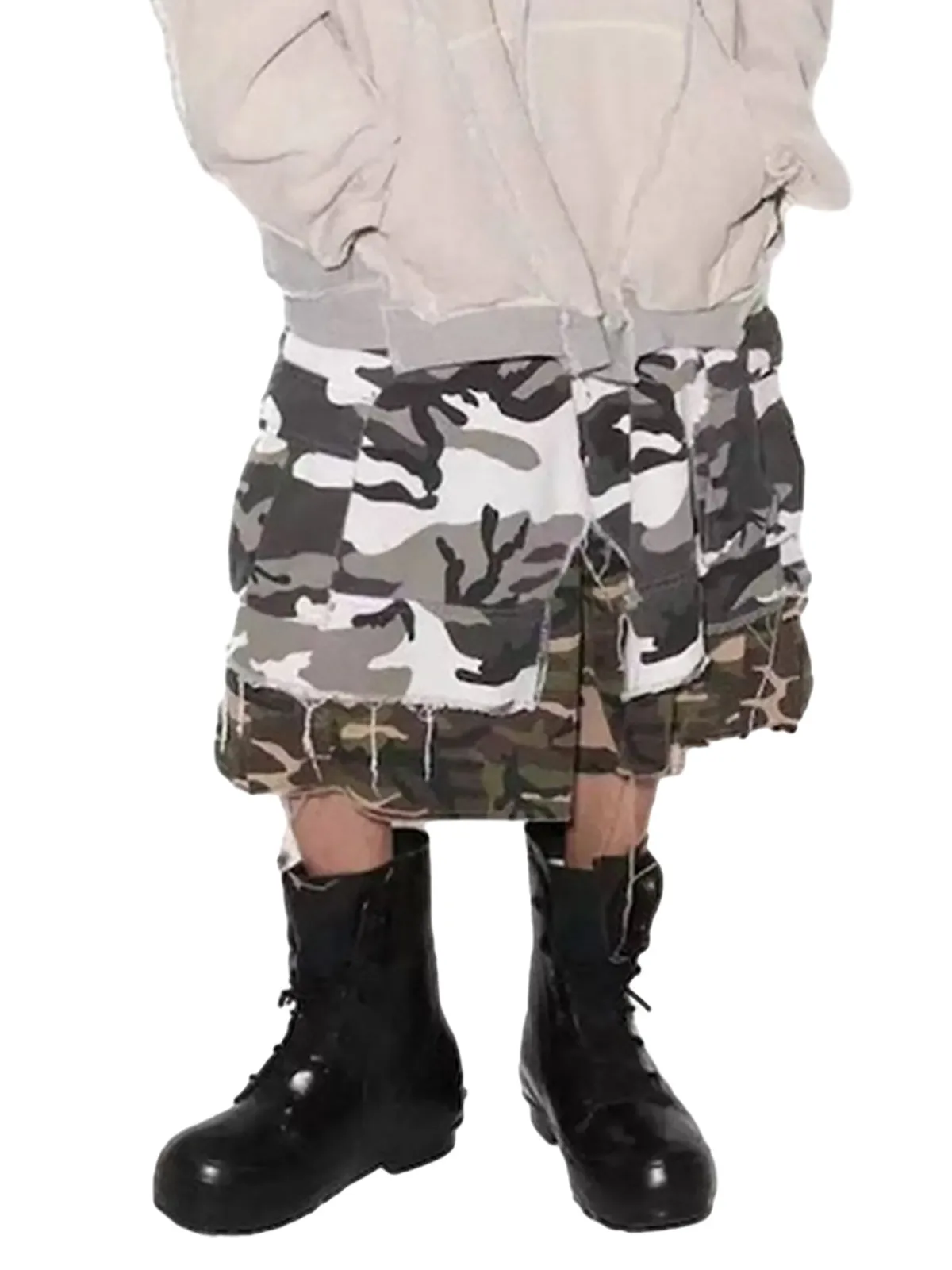 Retro Faux Two-Piece Whisker Camouflage Jorts - 2386 sold by Thesupermade product image thumbnail 3