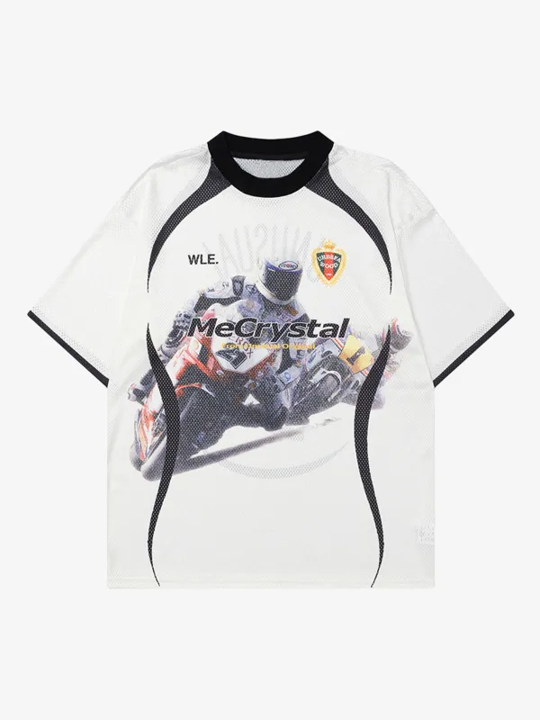 Motorcycle Racing Character Print Short-Sleeved T-Shirt sold by Thesupermade