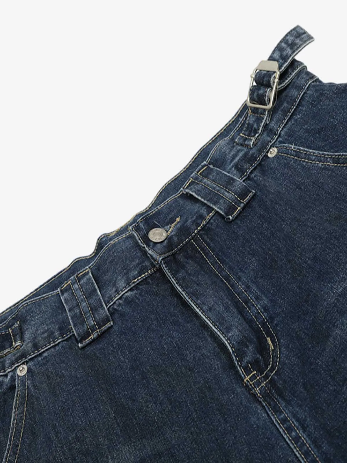 Washed Distressed Pocket Embroidered Shorts sold by Thesupermade product image thumbnail 3