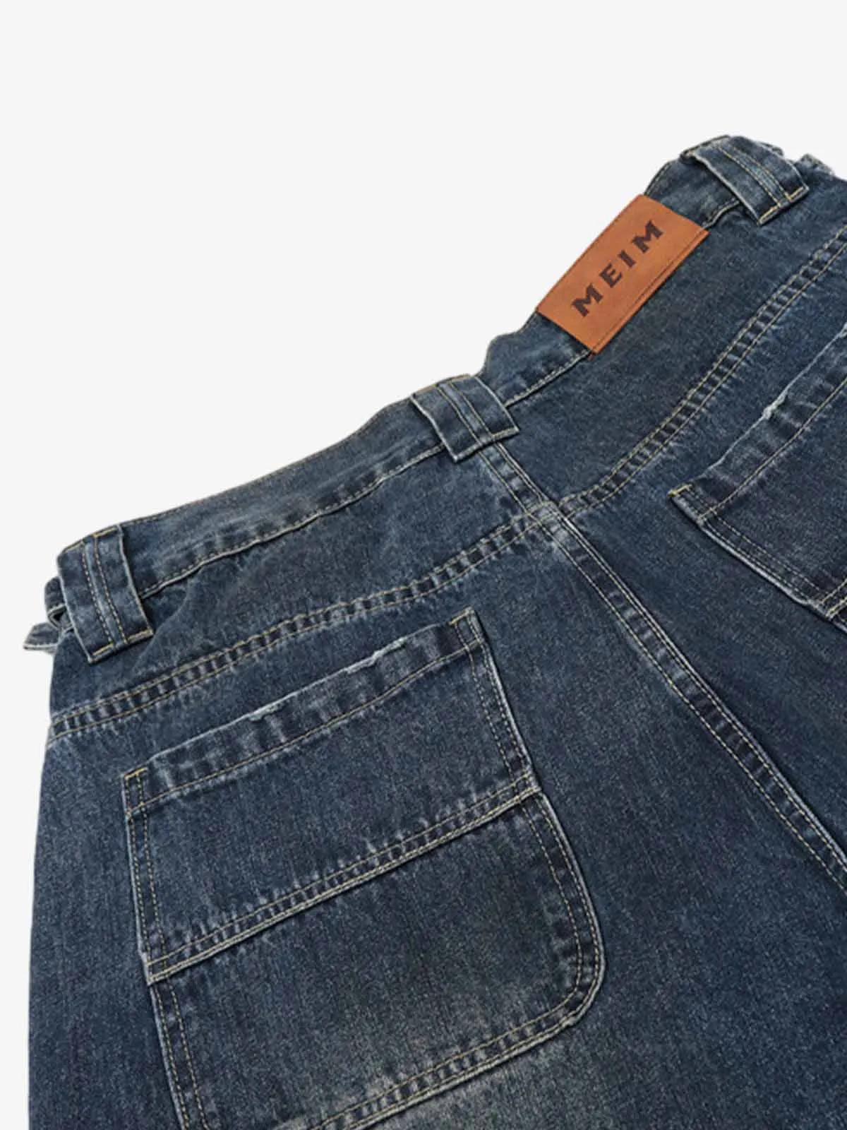 Washed Distressed Pocket Embroidered Shorts sold by Thesupermade product image thumbnail 4