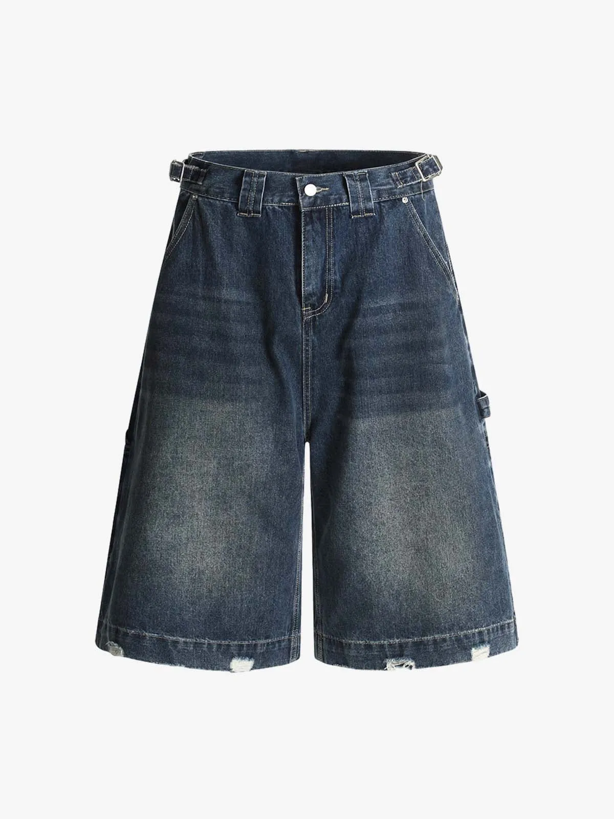 Washed Distressed Pocket Embroidered Shorts sold by Thesupermade