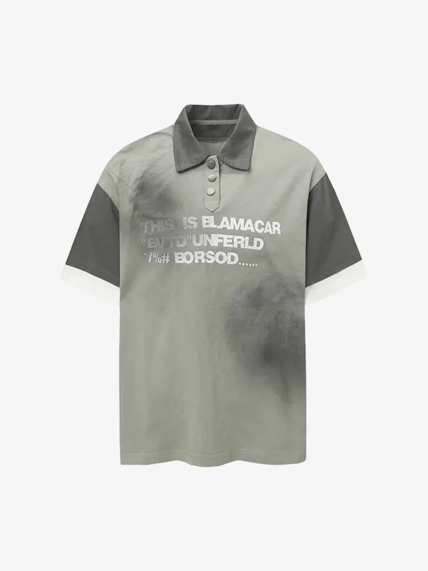 Retro Letter Printing Dirty POLO T-shirt sold by Thesupermade