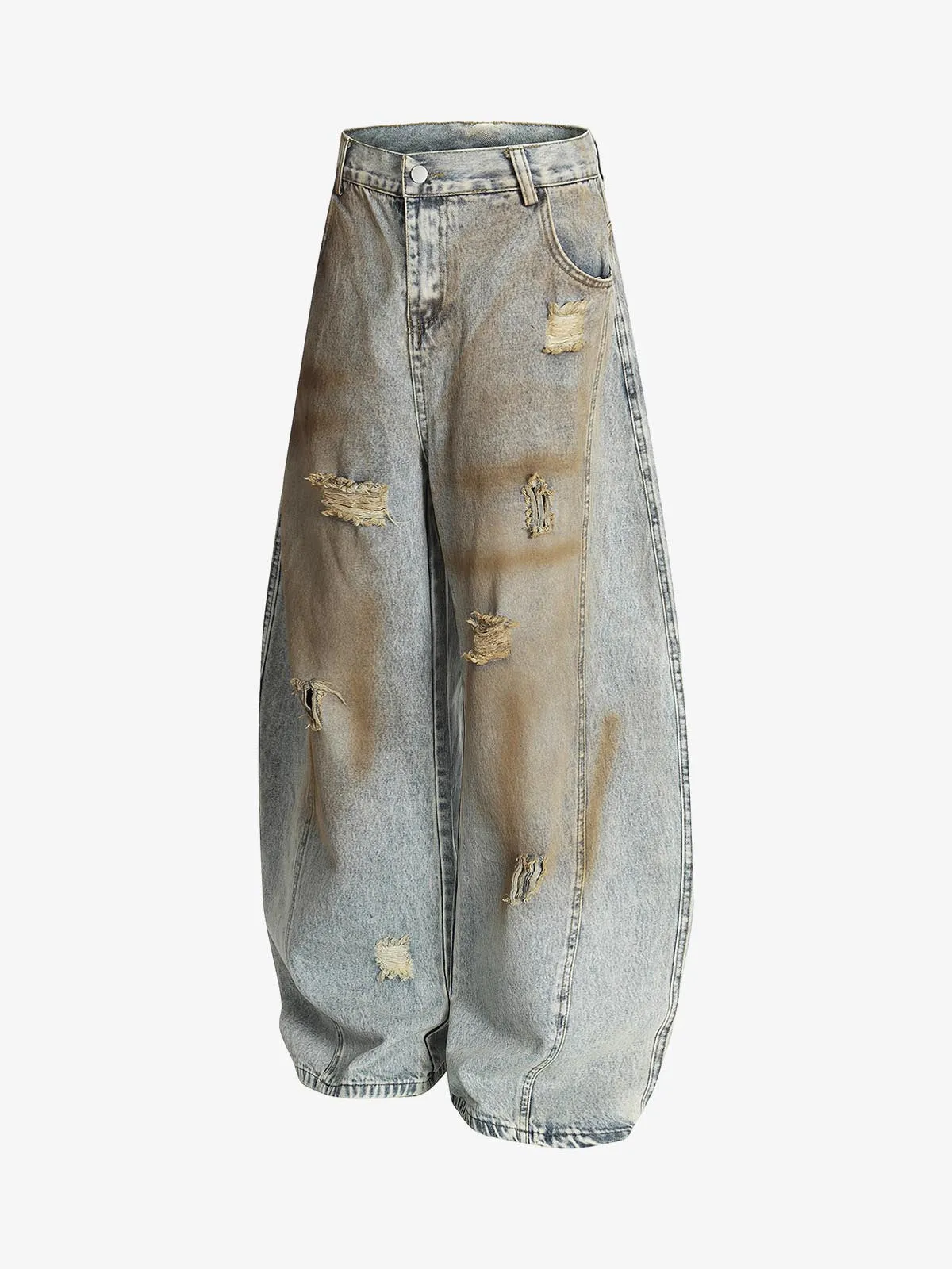 High Street Retro Dirty Dyed Washed Scimitar Jeans sold by Thesupermade product image thumbnail 2