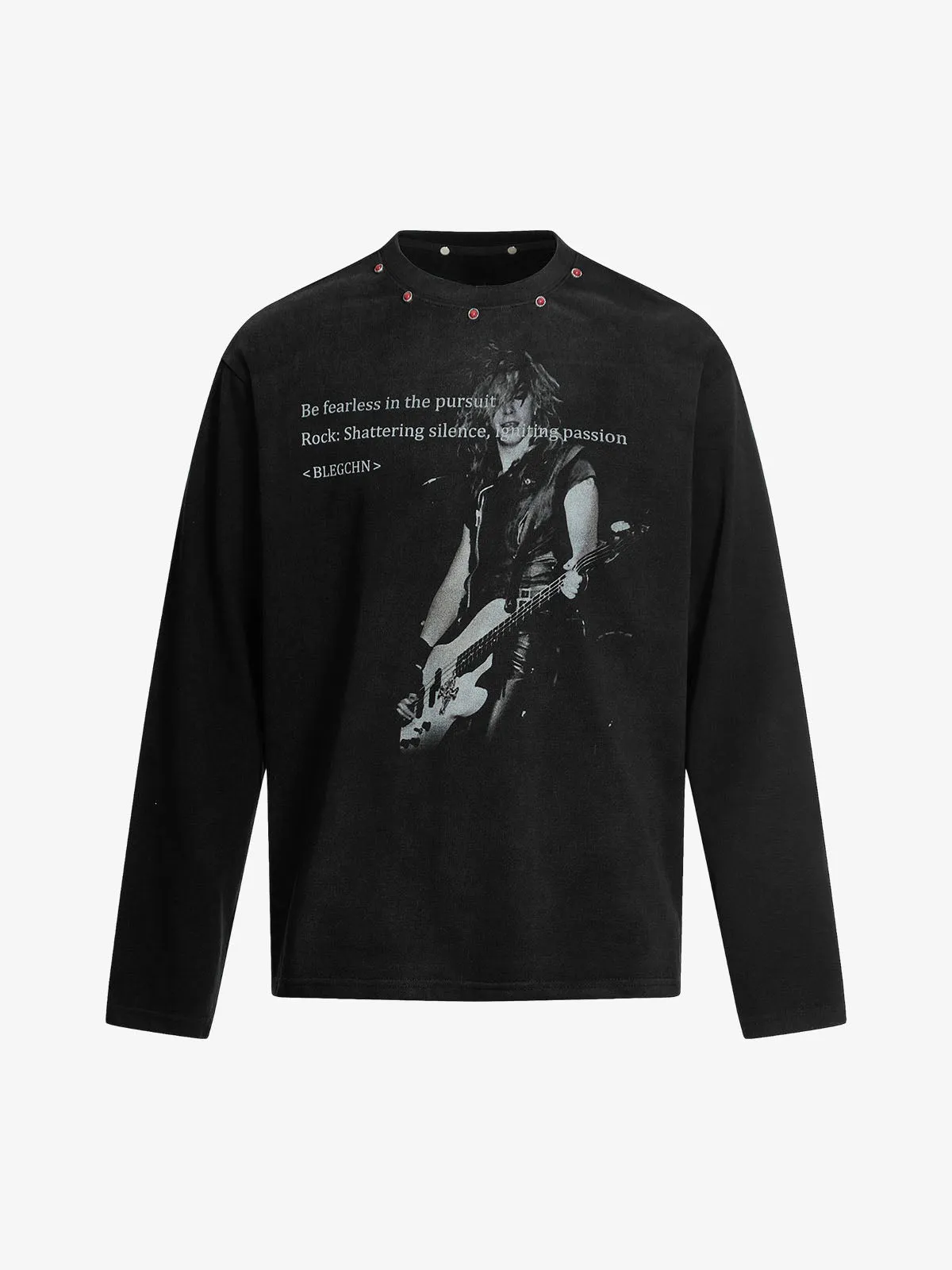 American Retro Rivet Design Street Hip-Hop Long Sleeves T-Shirt sold by Thesupermade