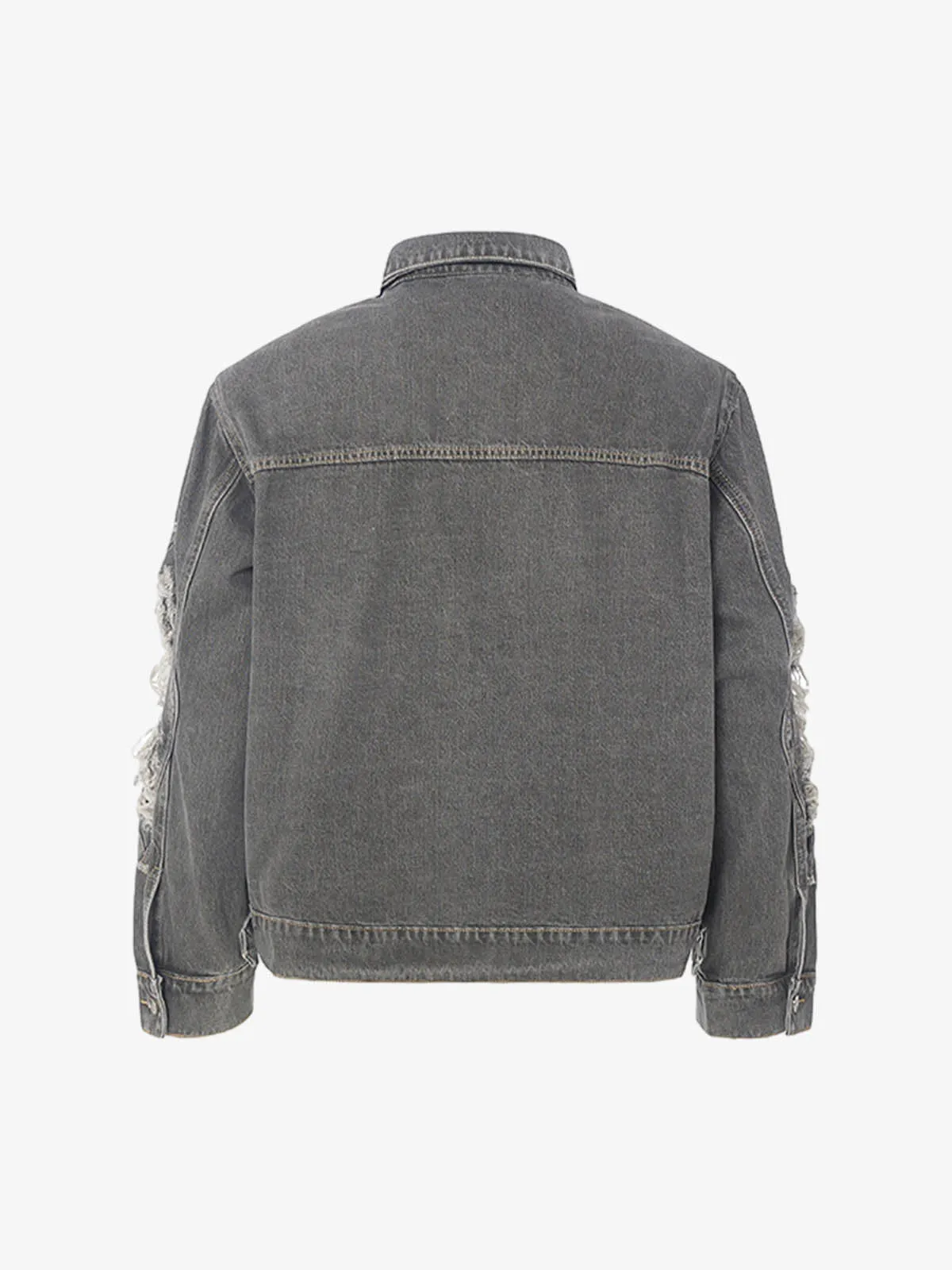 Retro Washed Distressed Denim Jacket sold by Thesupermade product image thumbnail 2