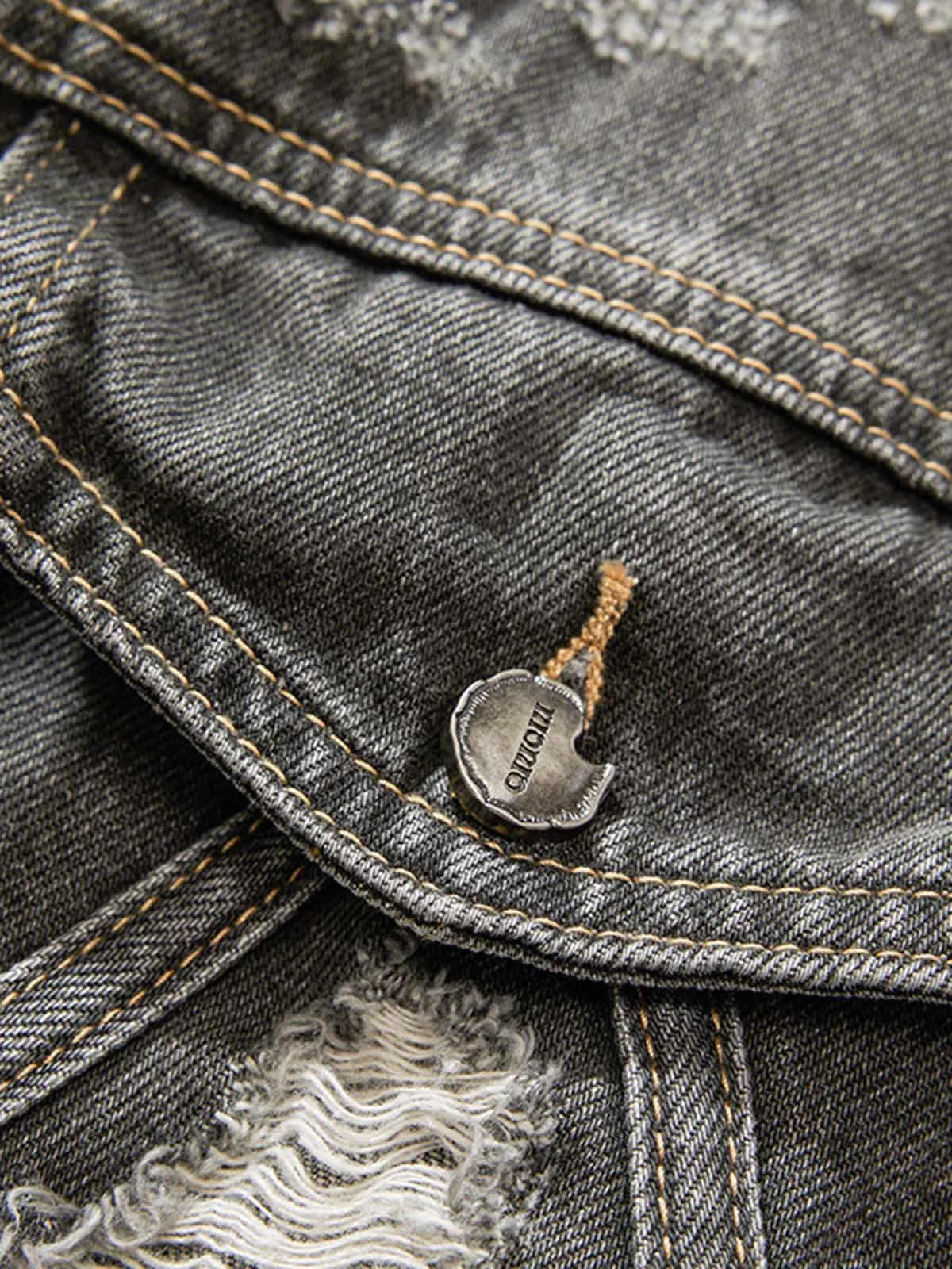 Retro Washed Distressed Denim Jacket sold by Thesupermade product image thumbnail 3