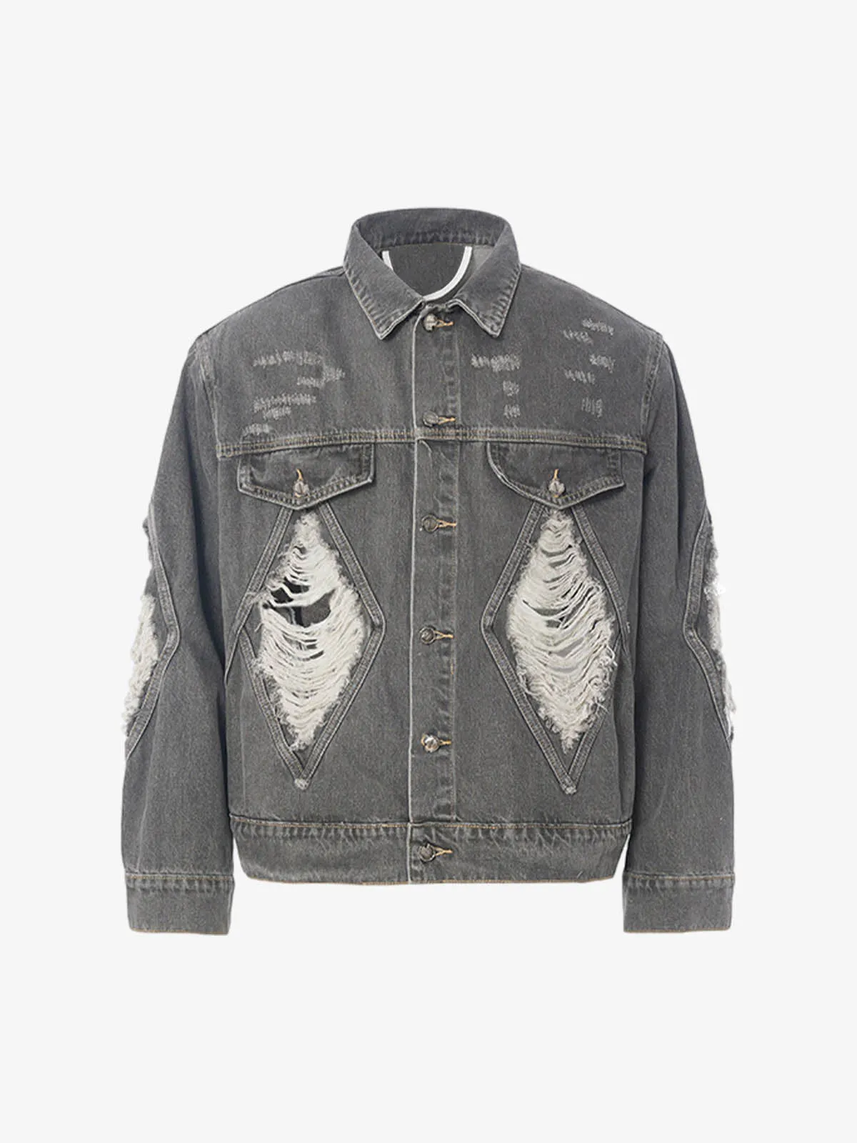 Retro Washed Distressed Denim Jacket sold by Thesupermade
