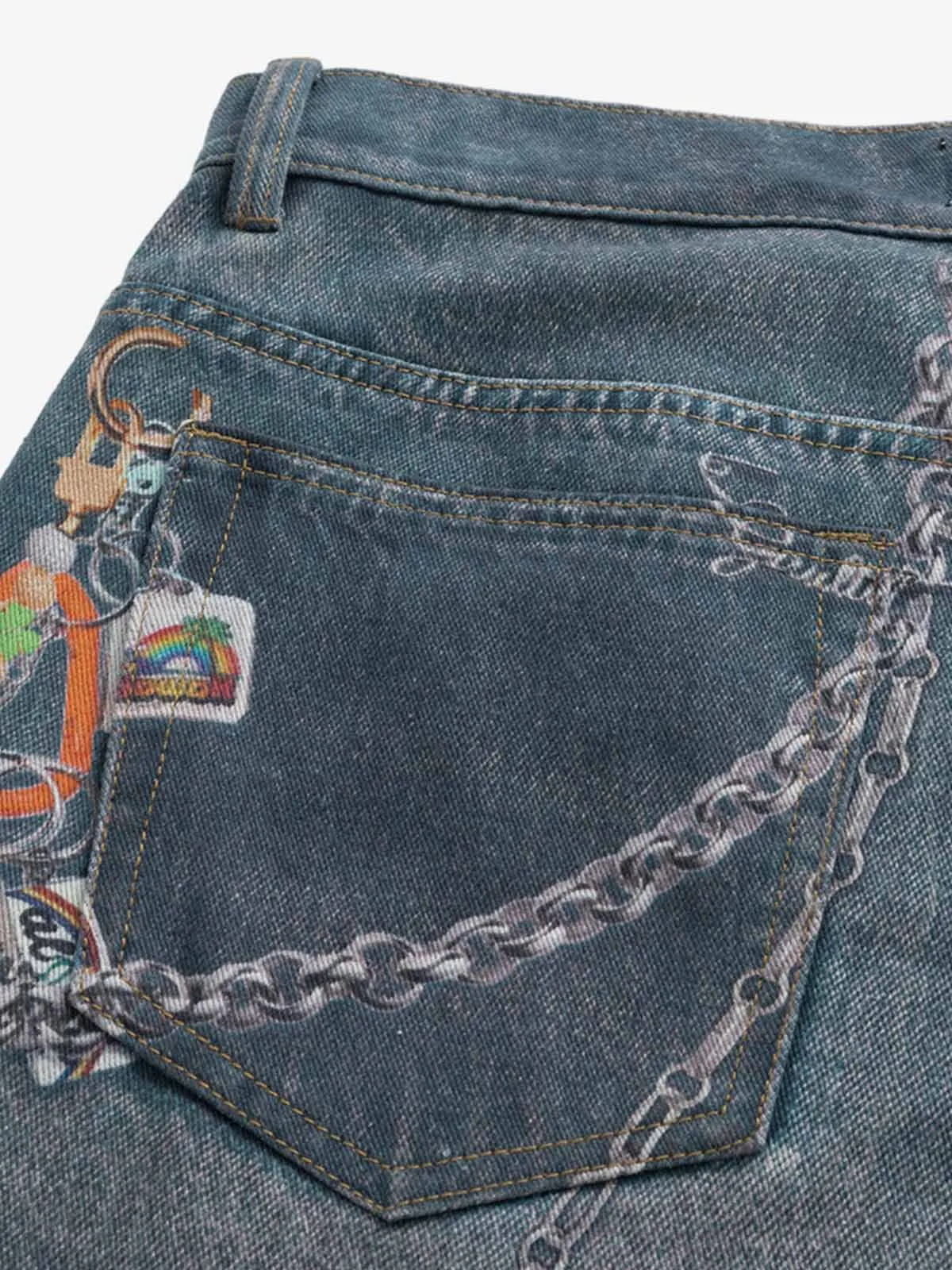 RO Chain Hole 3D Printed Baggy Jeans sold by Thesupermade product image thumbnail 4