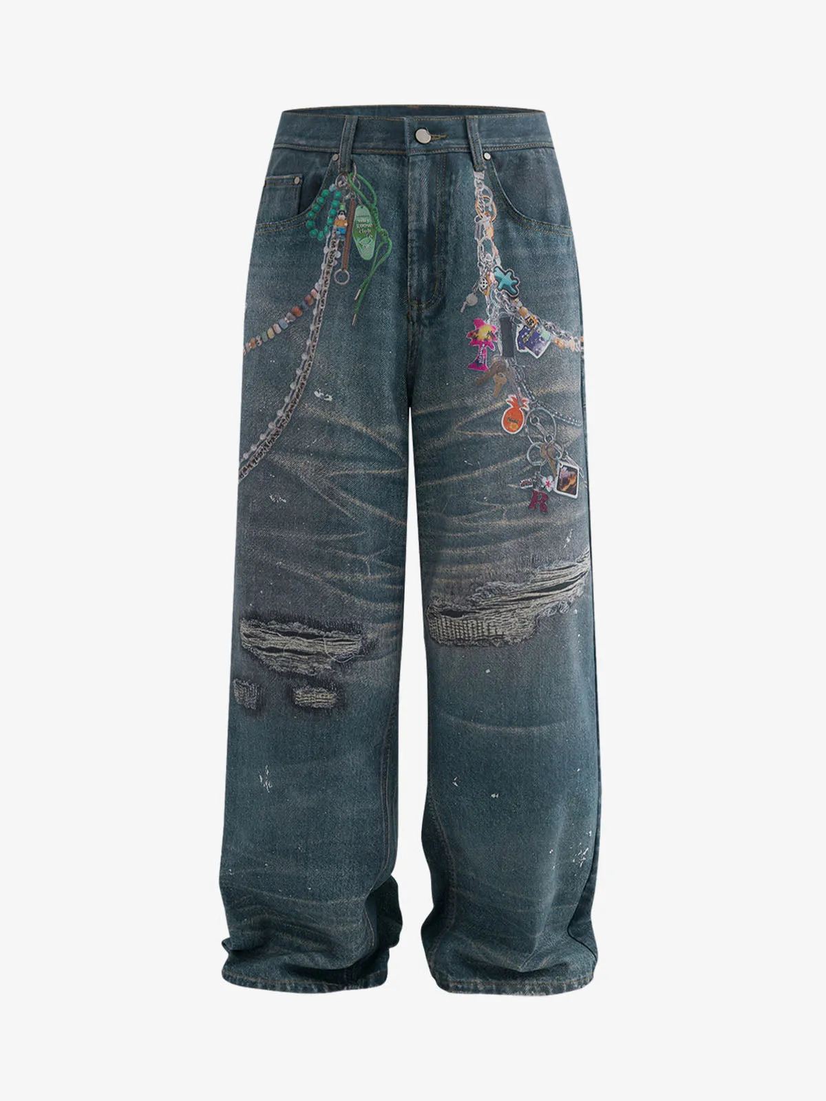 RO Chain Hole 3D Printed Baggy Jeans sold by Thesupermade