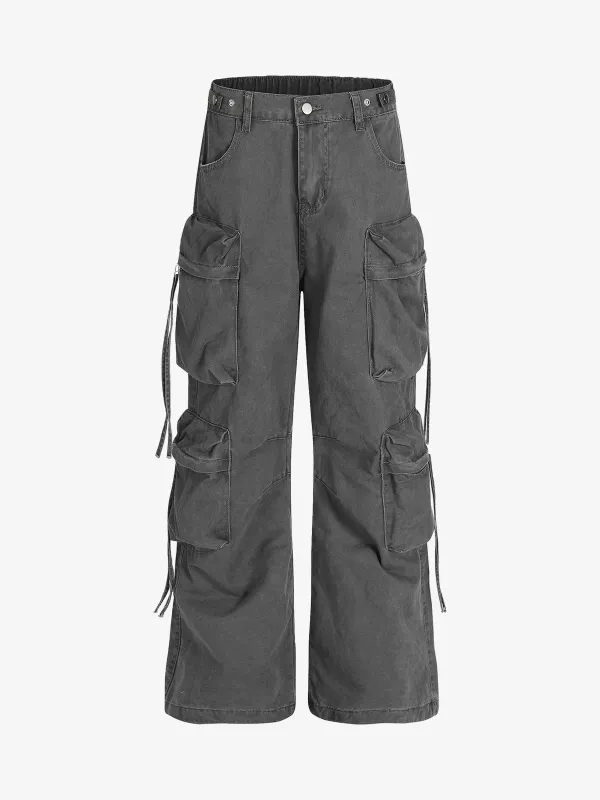Multi-Pocket Workwear Casual Flared Wide-Leg Pants sold by Thesupermade