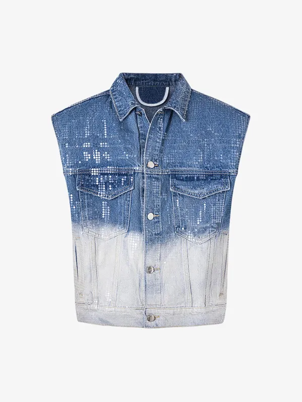 Vintage Sleeveless Gradient Denim Vest sold by Thesupermade