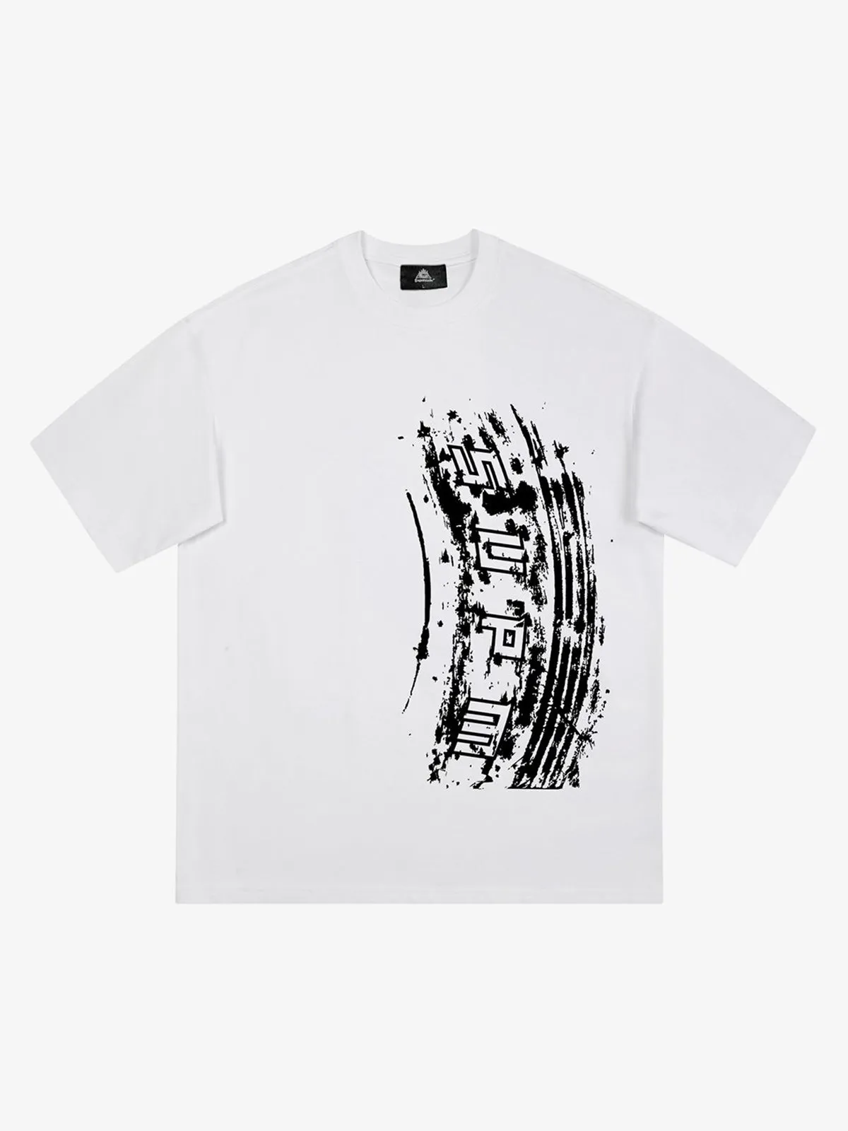 Tire Print Lettering T-Shirt sold by Thesupermade product image thumbnail 2