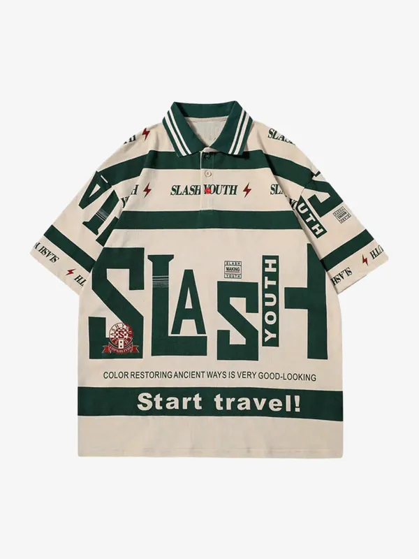 Contrast Color Slash Polo Shirt made by Thesupermade
