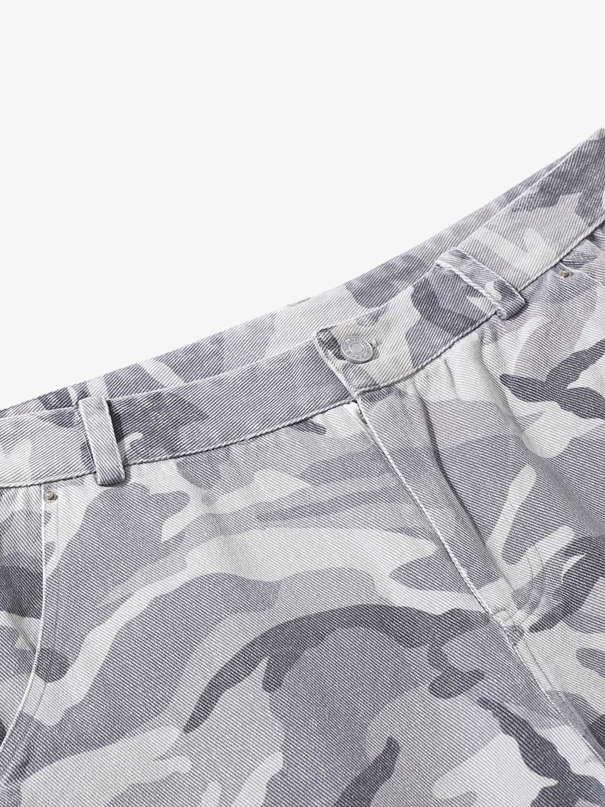 Woven Snow Camouflage Machete Wide-Leg Cargo Barrel Pants sold by Thesupermade product image thumbnail 5