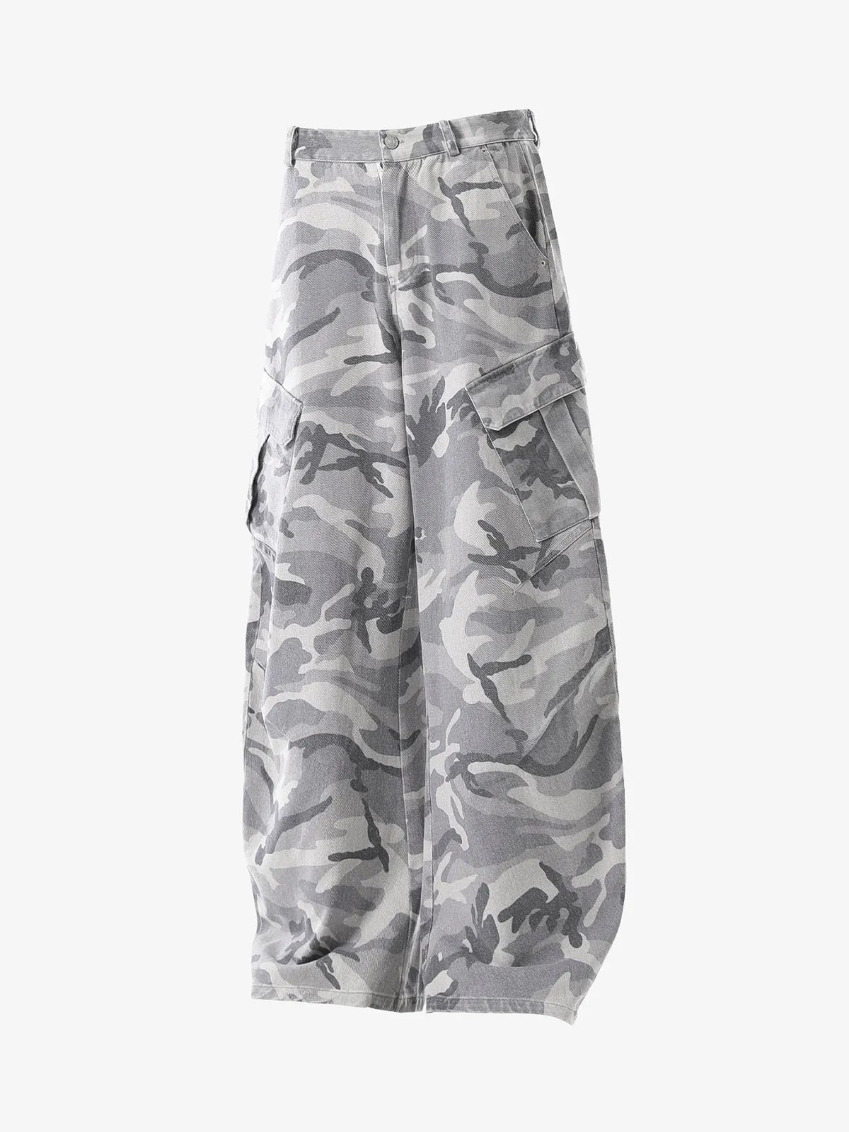 Woven Snow Camouflage Machete Wide-Leg Cargo Barrel Pants sold by Thesupermade product image thumbnail 3