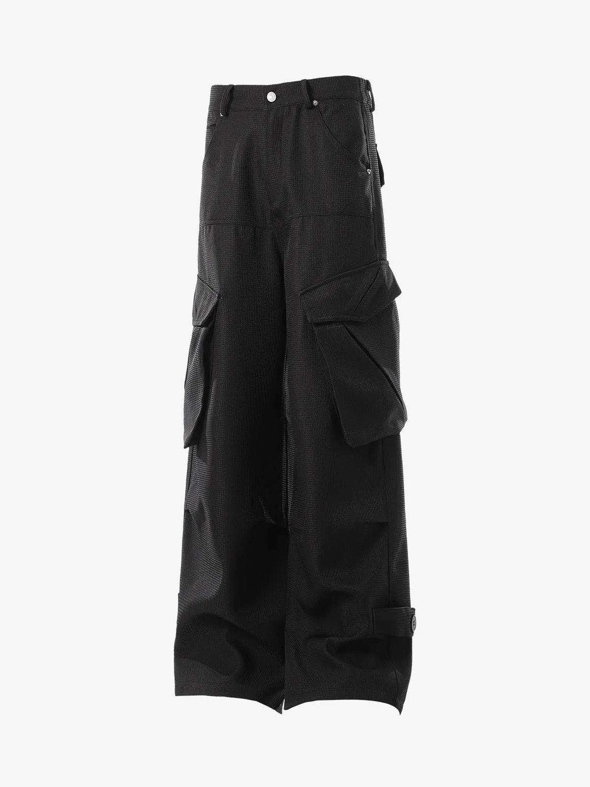 Multi-Pocket Textured Fabric Flared Pants sold by Thesupermade product image thumbnail 2